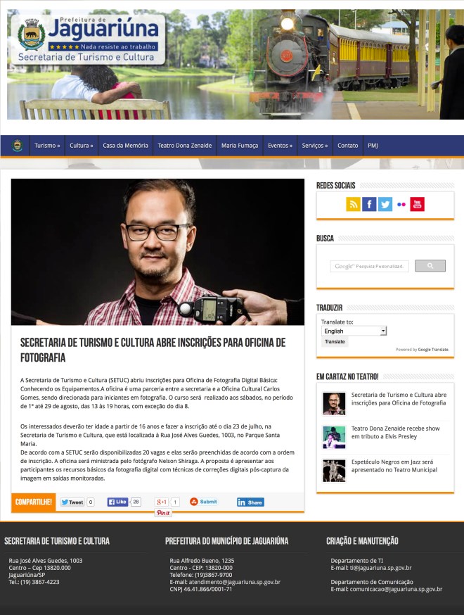 Oficina de fotografia em Jaguariúna / SP